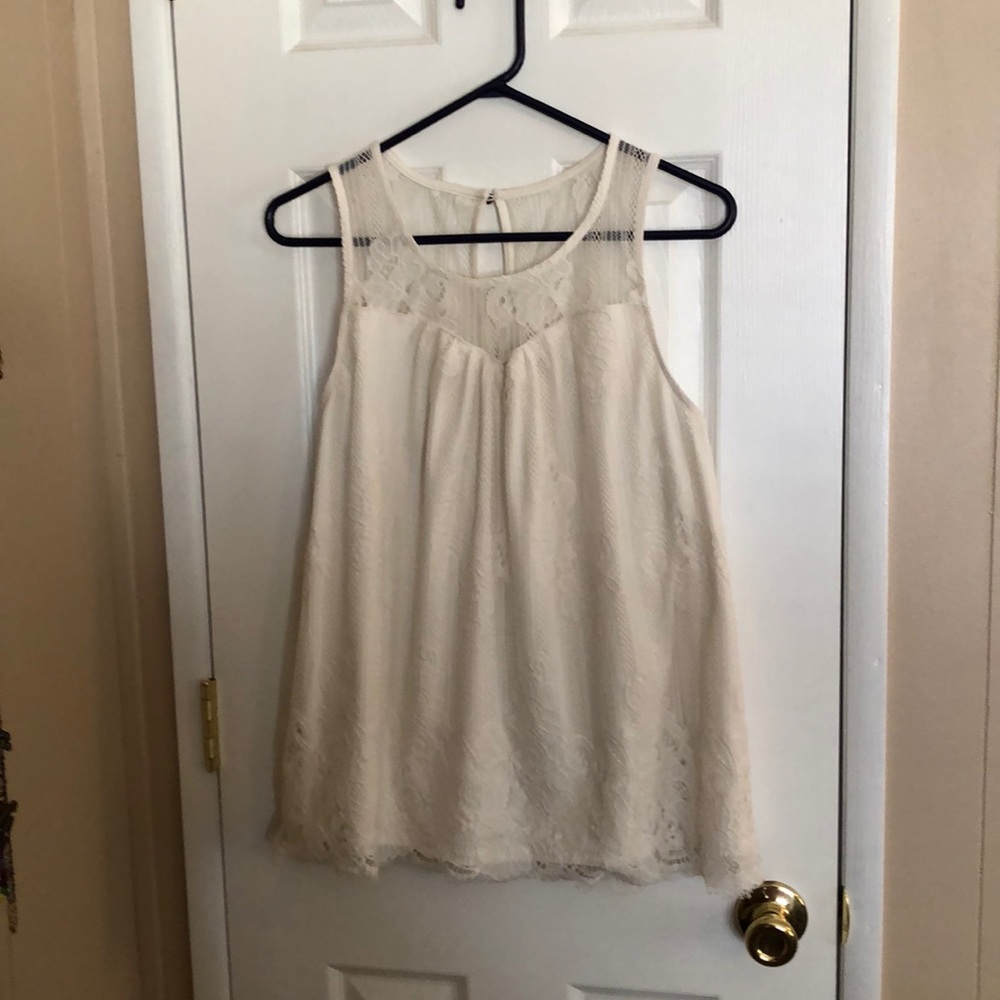 Lacey tank top with button back
